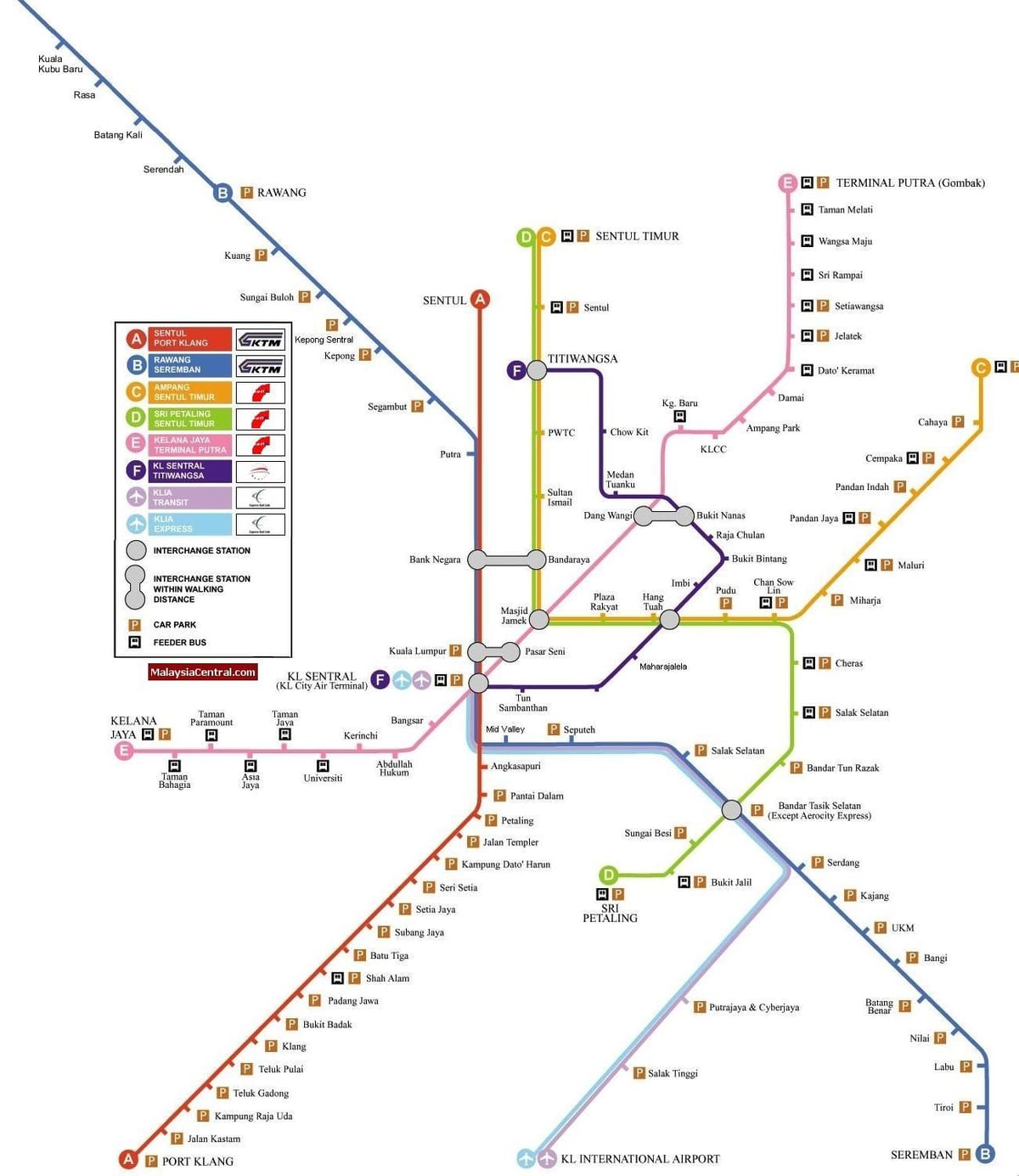 kuala lumpuru željeznicom mapu