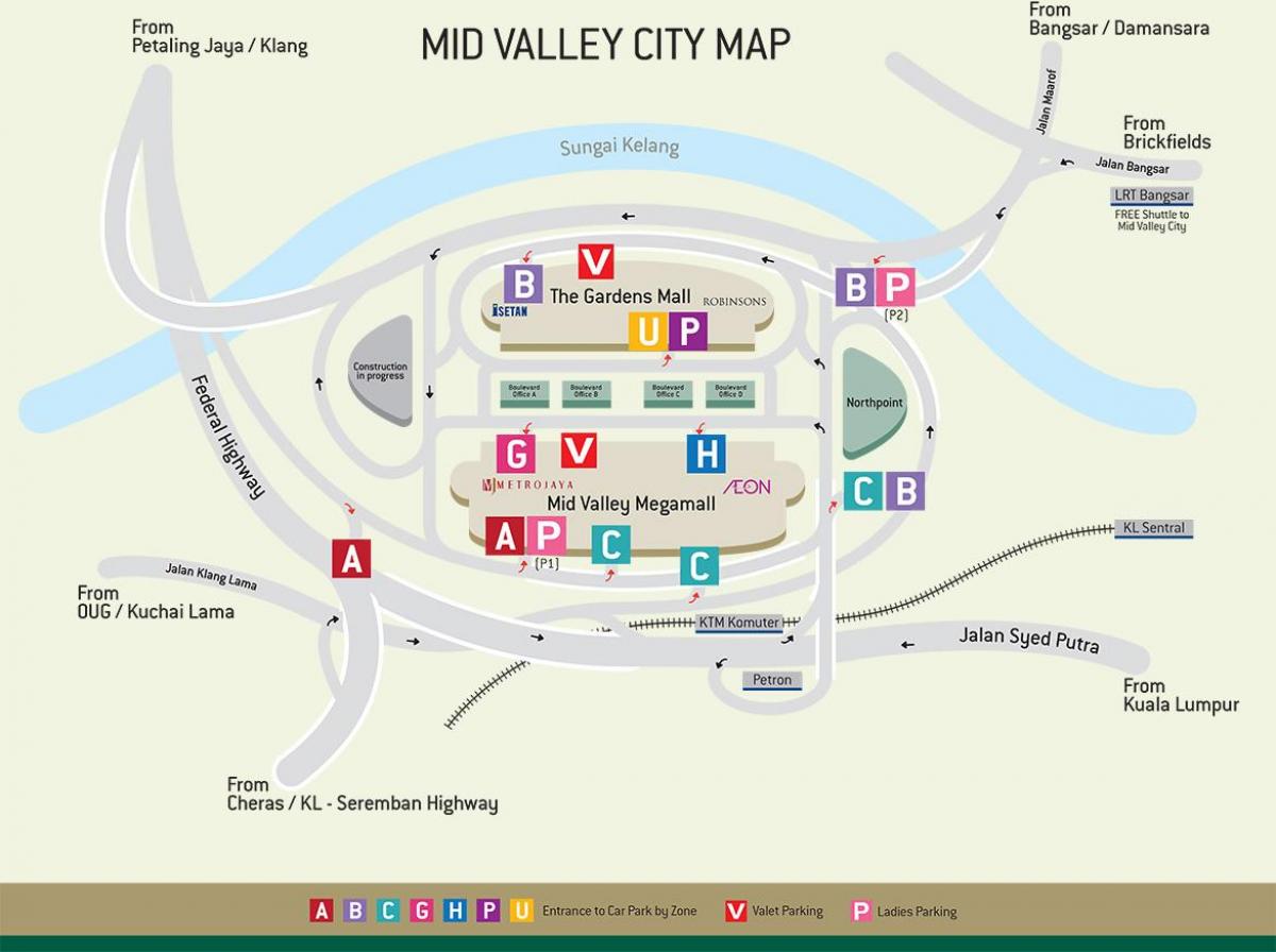 Mapa mid dolini tržnom centru