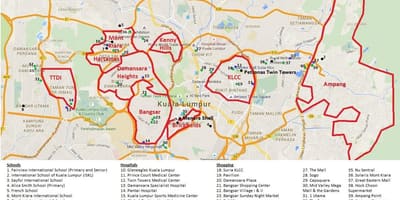 Kuala lumpuru područje mapu